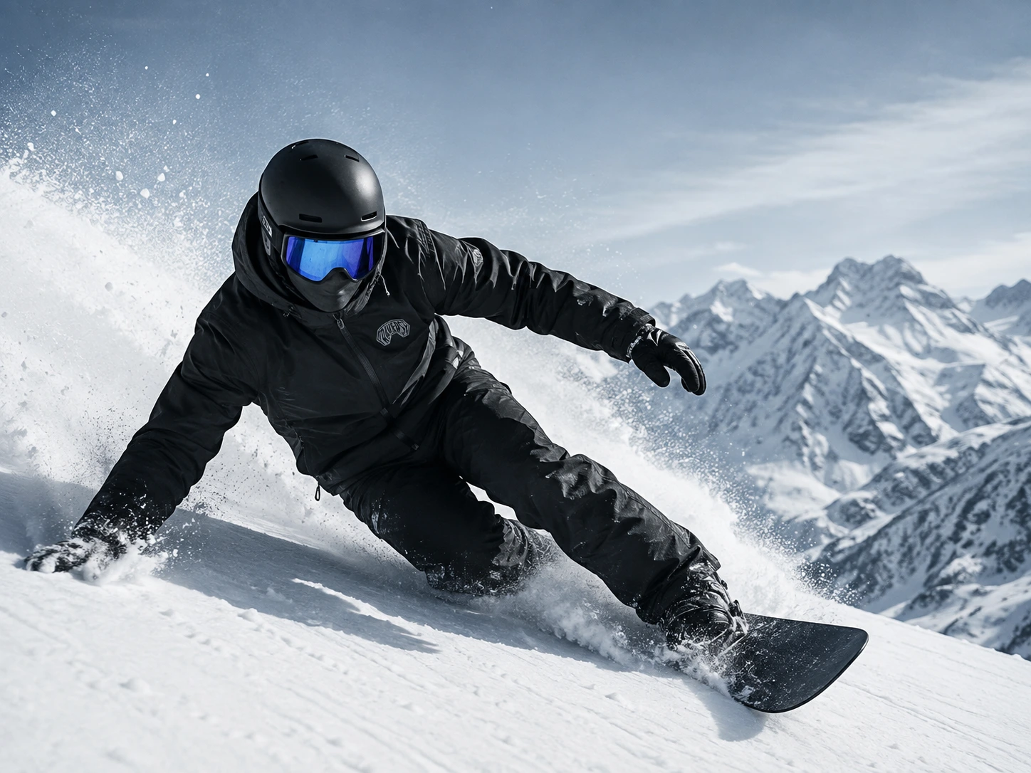 Rider de snowboard Traverse en la montaña